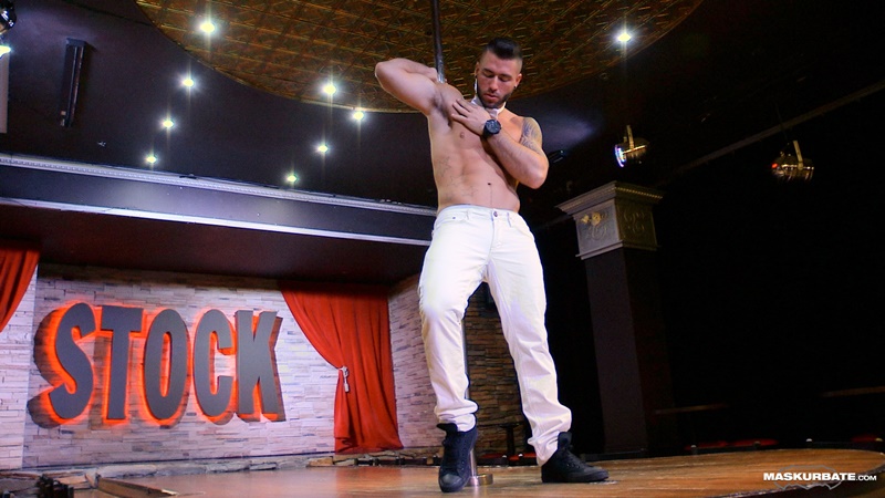 Maskurbate Unmasked live professional male stripper Junior Montreal Stock bar stage muscled body sexy athletic young dude big thick dick 003 gay porn sex gallery pics video photo - Maskurbate Junior strips down on Montreal&#039;s Stock bar stage